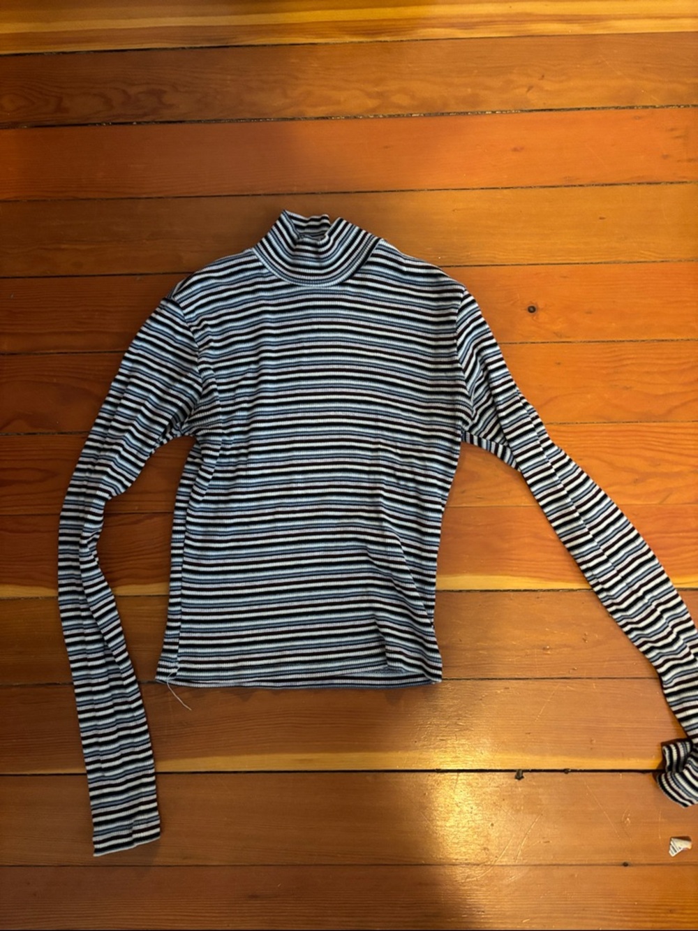 Brandy Melville Stripped Turtleneck Long-Sleeve Top